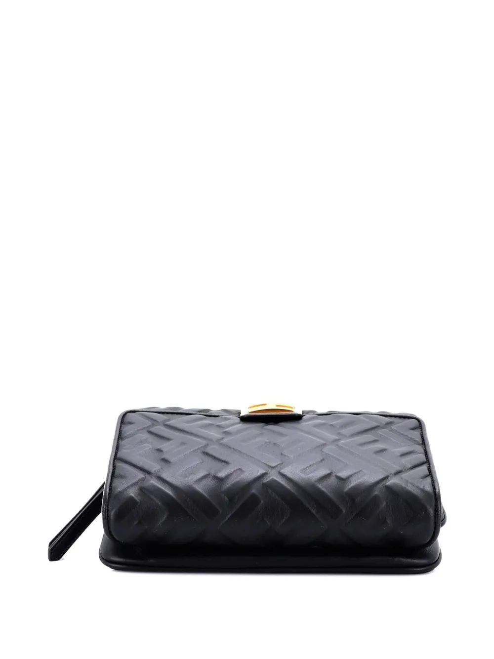 Pre-owned Fendi Upside Down Bag Zucca Embossed Leather Belt Bag In Black