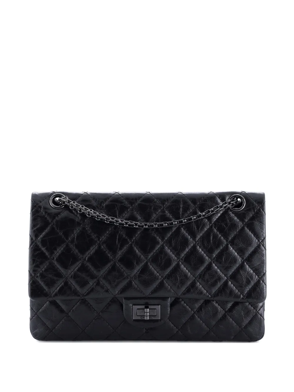 CHANEL Pre-Owned So Black Reissue 2.55 Flap Bag Quilted Glazed Calfskin 226 shoulder bag - Schwarz