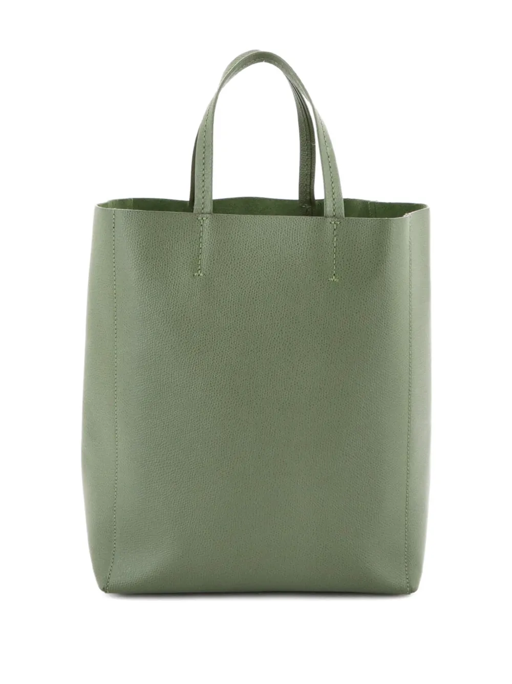 CELINE Pre-owned Vertical Cabas Grained Calfskin Small Tote Bag In Green