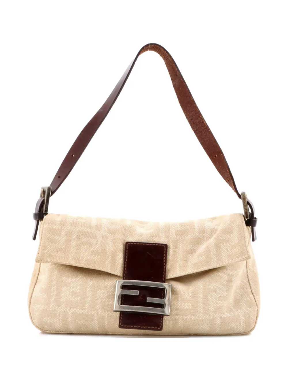 Click to view more detailed imagery on our partner's website Pre-owned Fendi Baguette Bag Zucca Canvas Shoulder Bag In Neutral