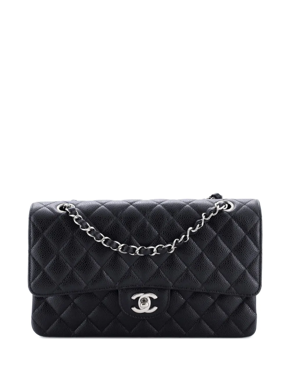 CHANEL Pre-Owned Classic Double Flap Bag Quilted Caviar Medium shoulder bag - Nero