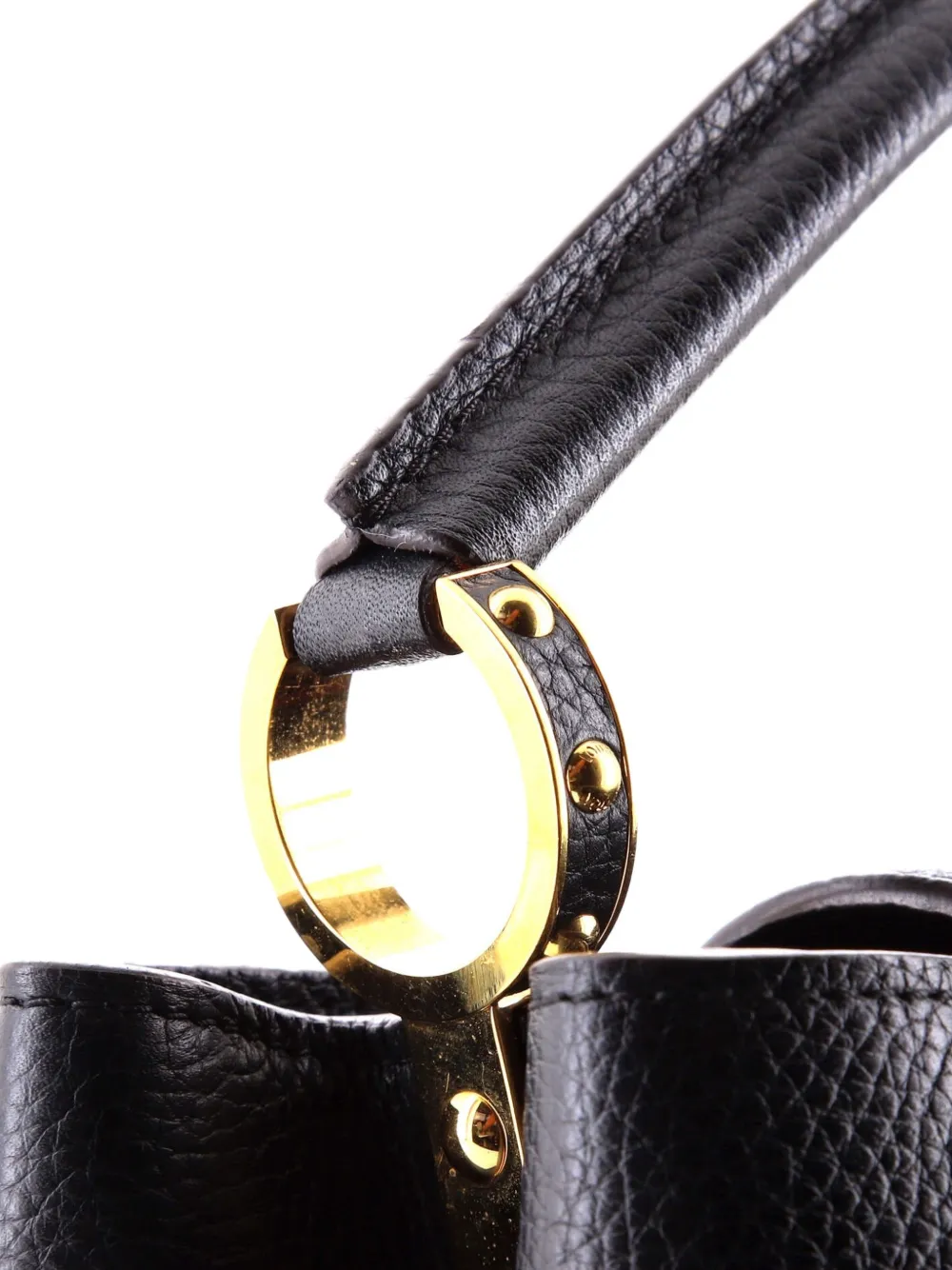 LOUIS VUITTON Pre-owned Capucines Bag Leather Pm Satchel In Black