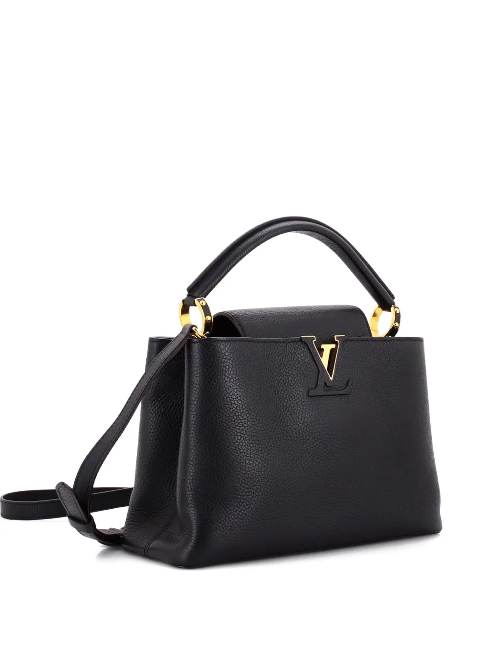 Click to view more detailed imagery on our partner's website Pre-owned Louis Vuitton Capucines Bag Leather Pm Satchel In Black