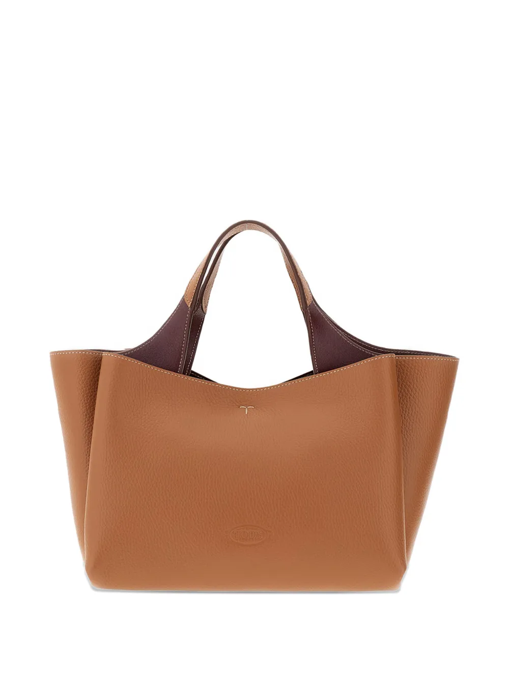 Tod's Double Handle Leather Handbag In Brown