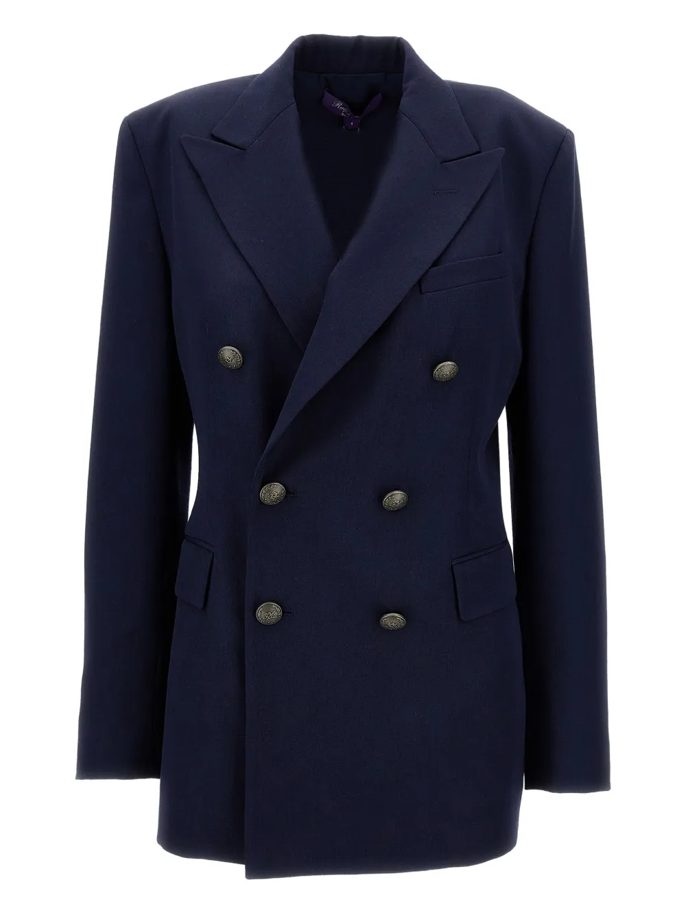 Ralph Lauren Double Breasted Structured Blazer In Blue