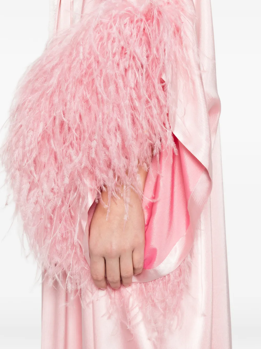 Reem Al Dhaheri Tuniek met veren afwerking Roze