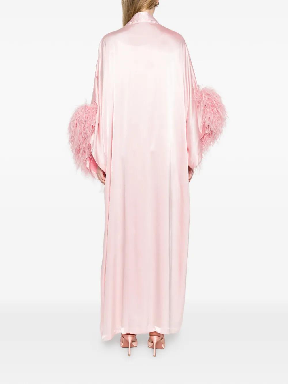  Reem Al Dhaheri Feather-trim Kaftan Set - Pink 