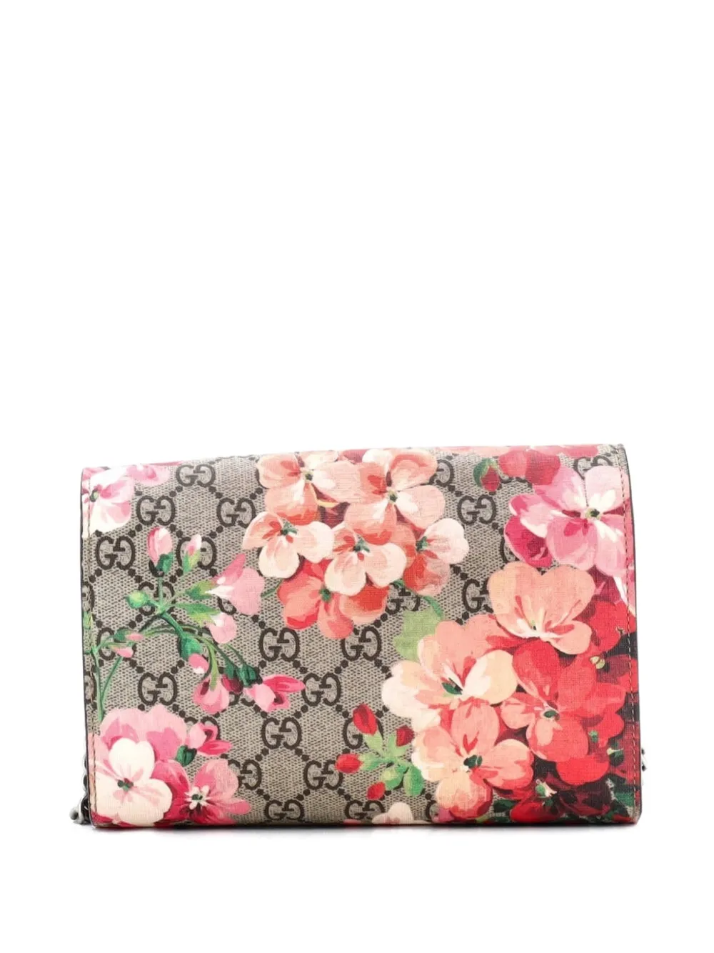 GUCCI Pre-owned Dionysus Chain Wallet Blooms Print Gg Coated Canvas Small Crossbody Bag In Brown