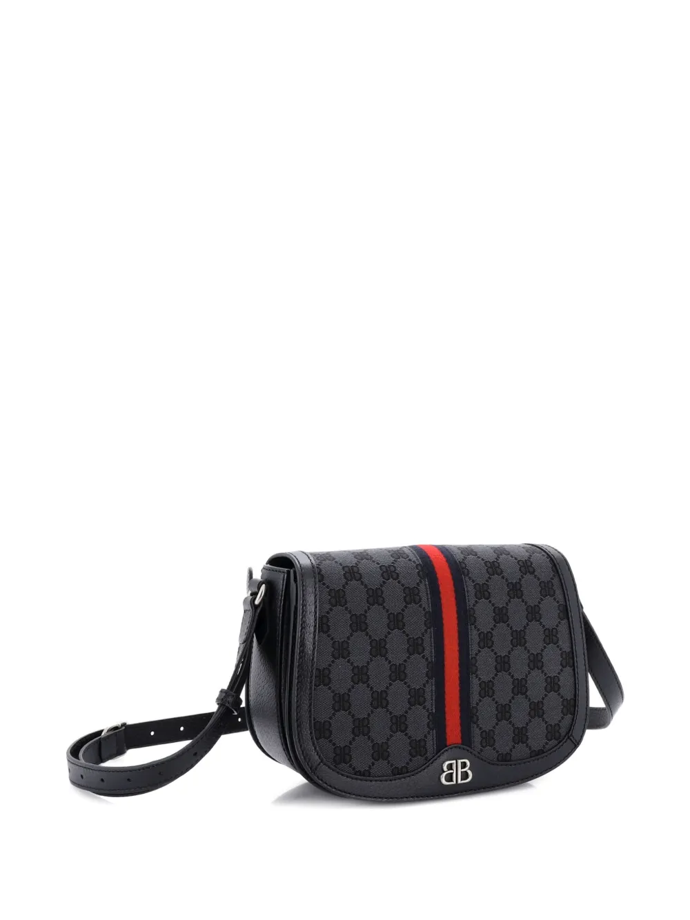 GUCCI Pre-owned X Balenciaga The Hacker Project Flap Messenger Bag Bb Canvas Medium Crossbody Bag In Black