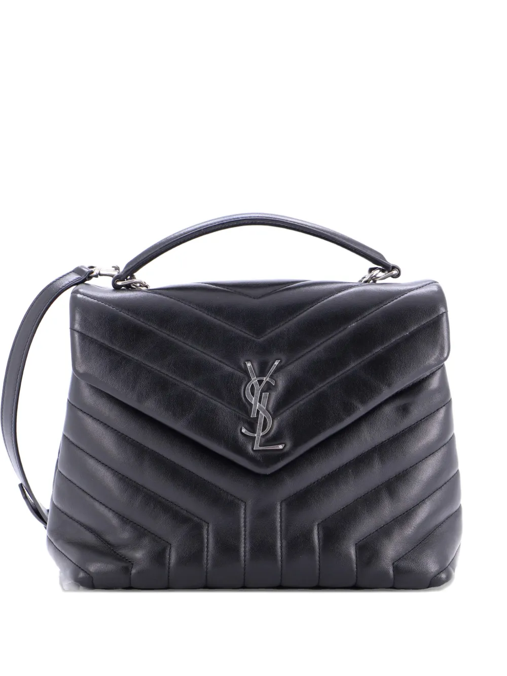 Saint Laurent Pre-Owned LouLou Top Handle Bag Matelasse Chevron Leather Medium shoulder bag - Nero