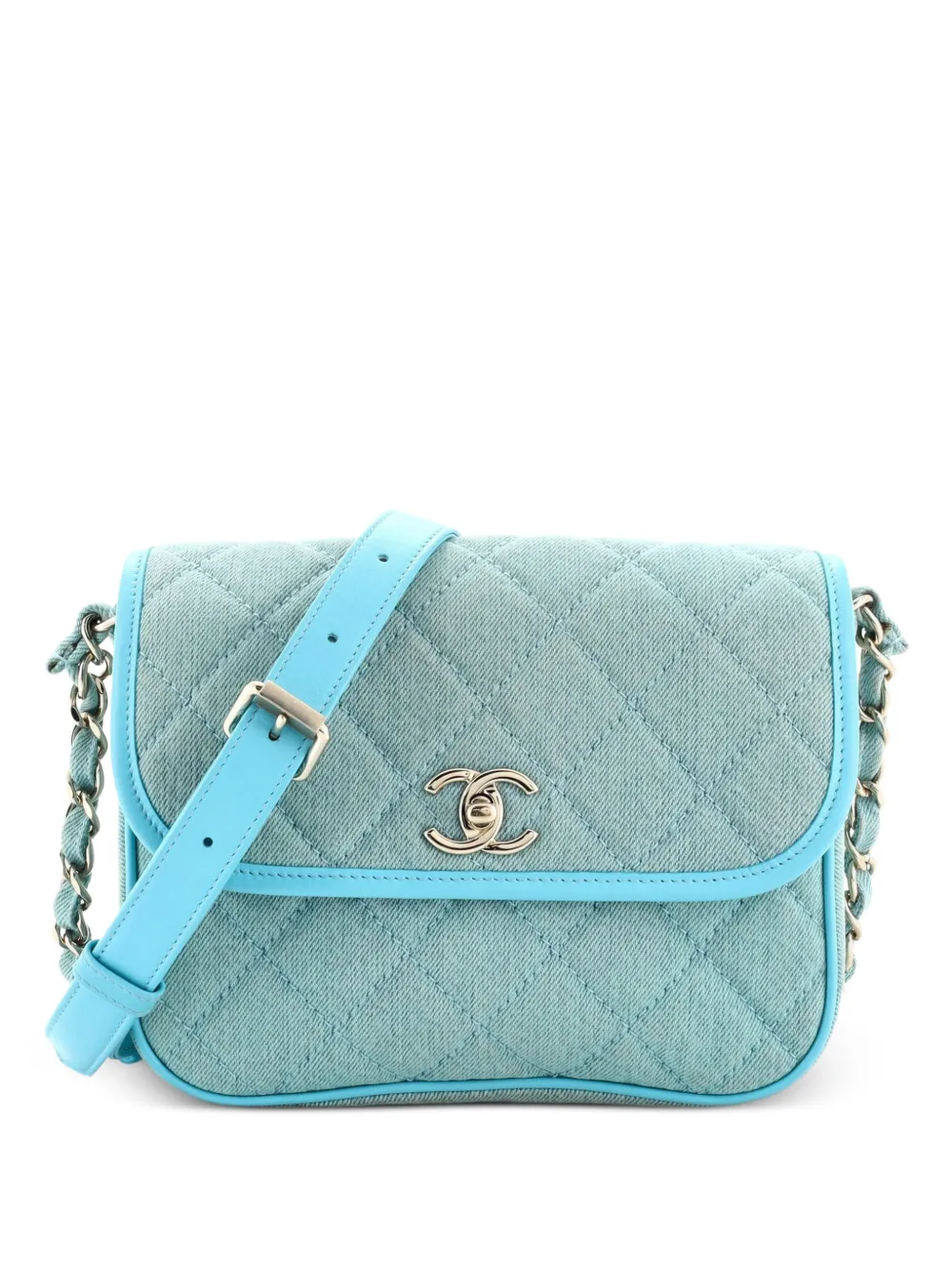 CHANEL Pre-Owned Flap Messenger Bag Quilted Denim Small crossbody bag - Blau