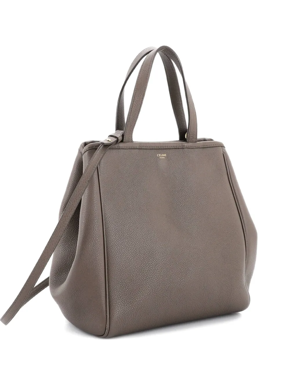 Pre-owned Celine Folded Cabas Leather Small Tote Bag In Neutral