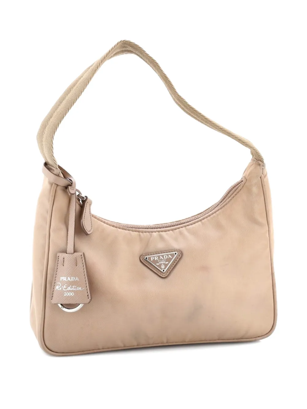 PRADA Pre-owned Re-edition 2000 Tessuto Mini Hobo Bag In Neutral