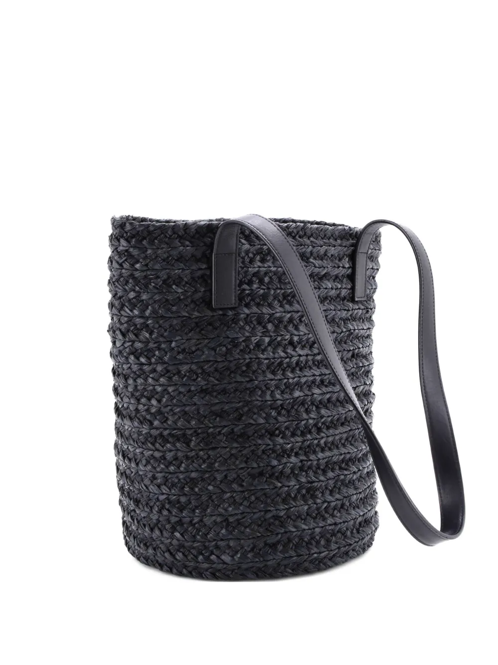 Click to view more detailed imagery on our partner's website Pre-owned Saint Laurent Panier Basket Shopper Raffia Small Tote Bag In Black