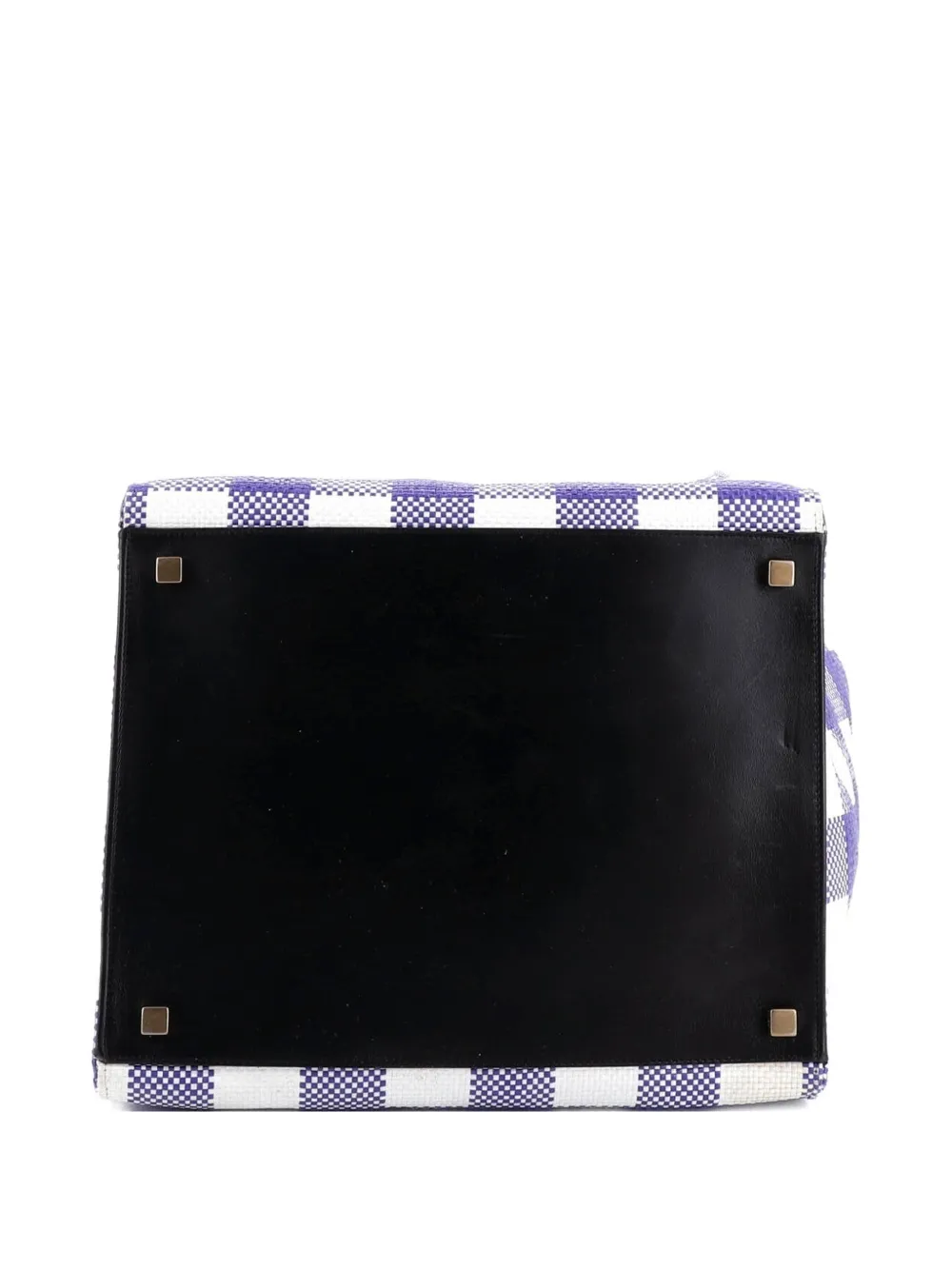 Pre-owned Celine Phantom Bag Woven Gingham Medium Satchel In Blue