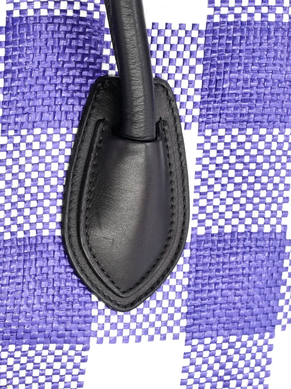 Pre-owned Celine Phantom Bag Woven Gingham Medium Satchel In Blue