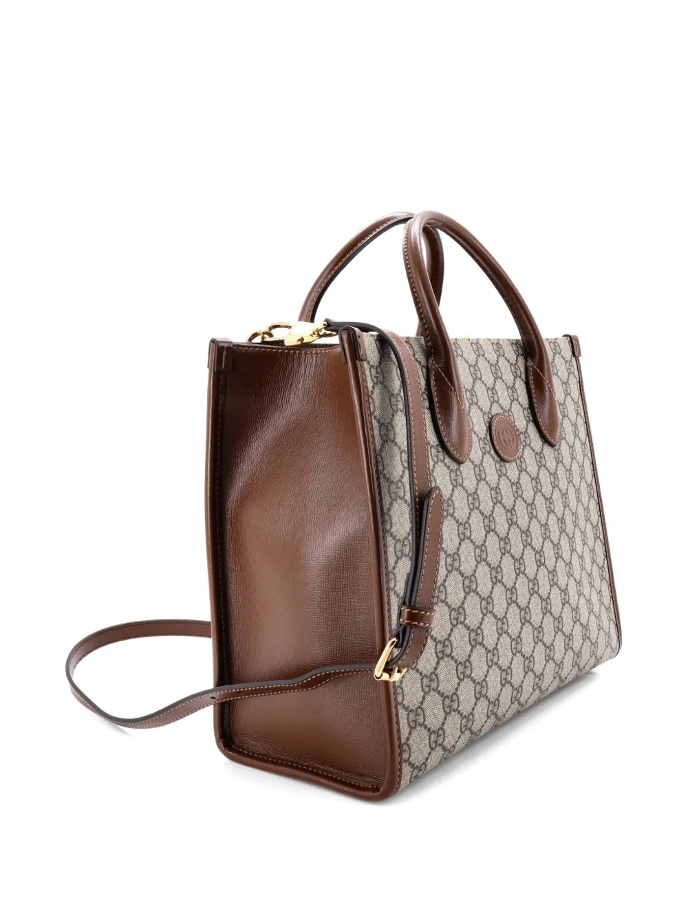 Structured Top Handle Open Tote Gg Coated Canvas Small Shoulder Bag