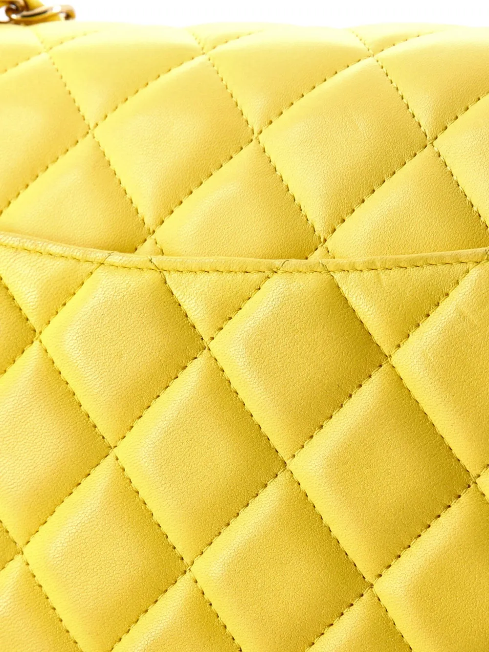 Pre-owned Chanel Classic Double Flap Bag Quilted Lambskin Jumbo Shoulder Bag In Yellow