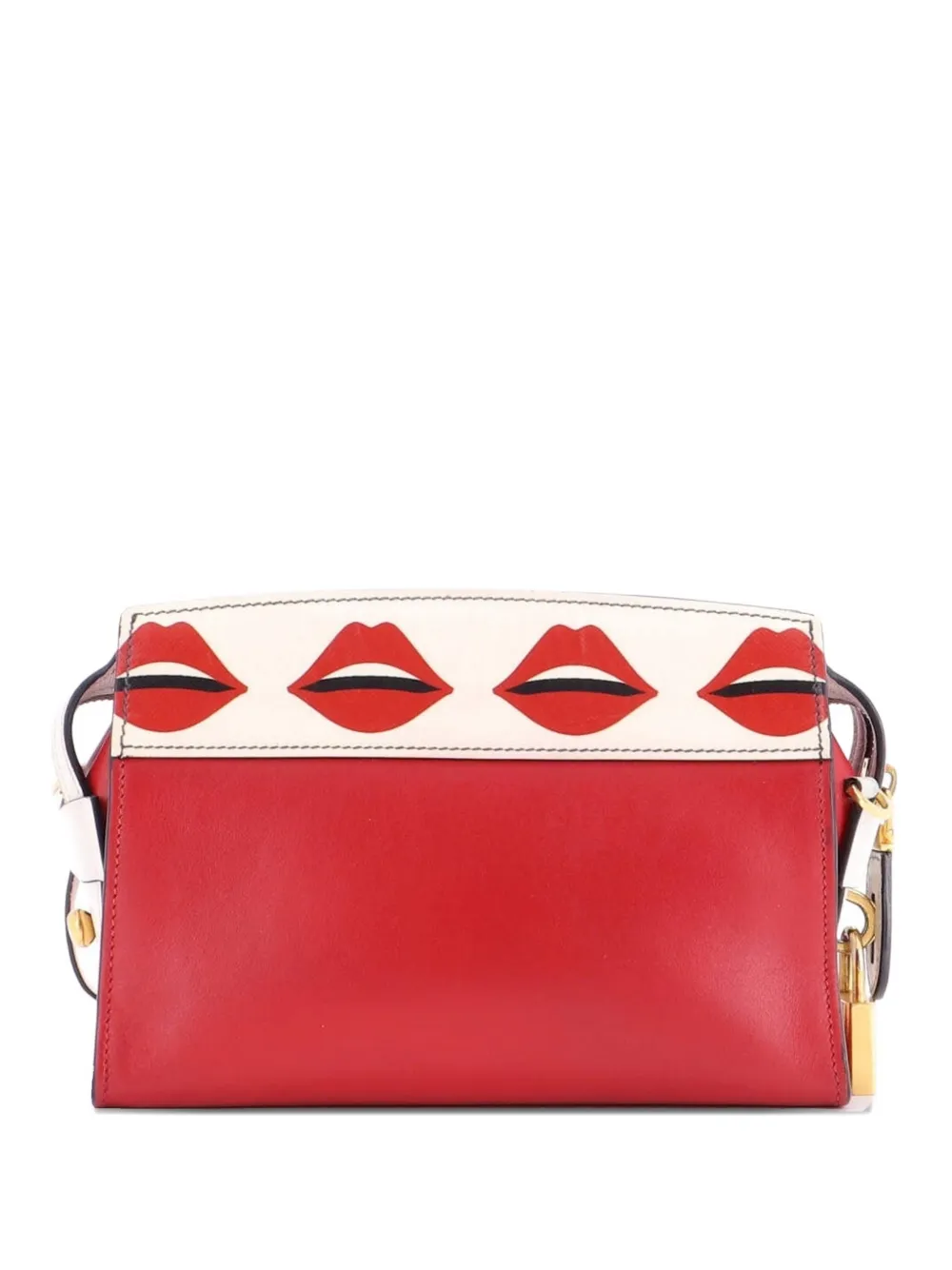 Pre-owned Prada Esplanade Printed Saffiano And City Calf Small Crossbody Bag In Red