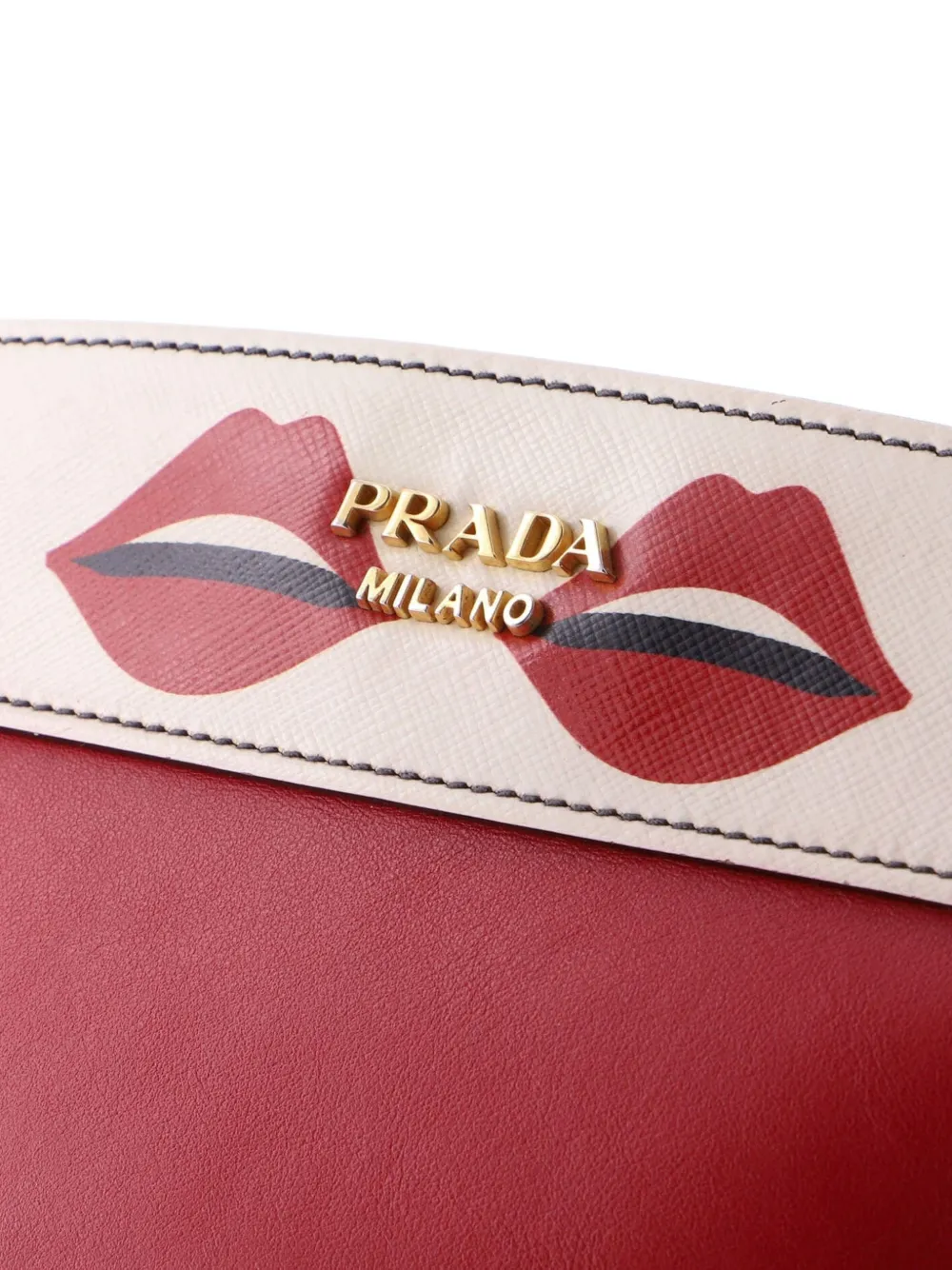 PRADA Pre-owned Esplanade Printed Saffiano And City Calf Small Crossbody Bag In Red