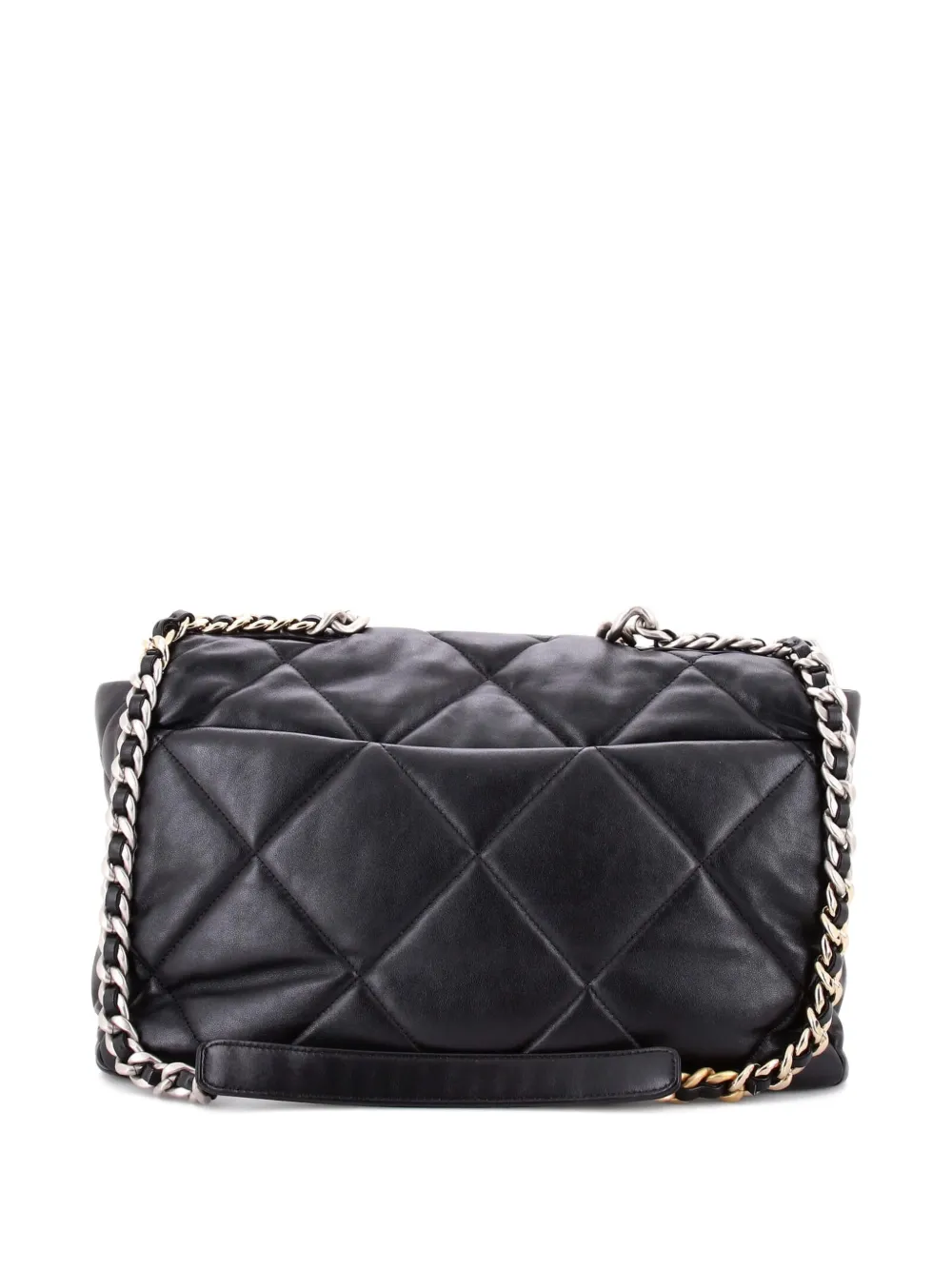 Pre-owned Chanel 19 Flap Bag Quilted Leather Maxi Crossbody Bag In Black