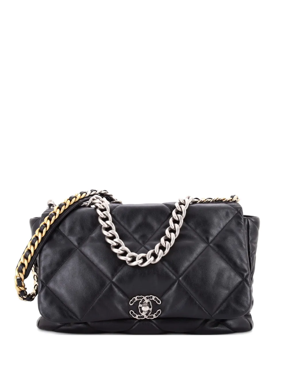 CHANEL Pre-Owned 19 Flap Bag Quilted Leather Maxi crossbody bag - Nero