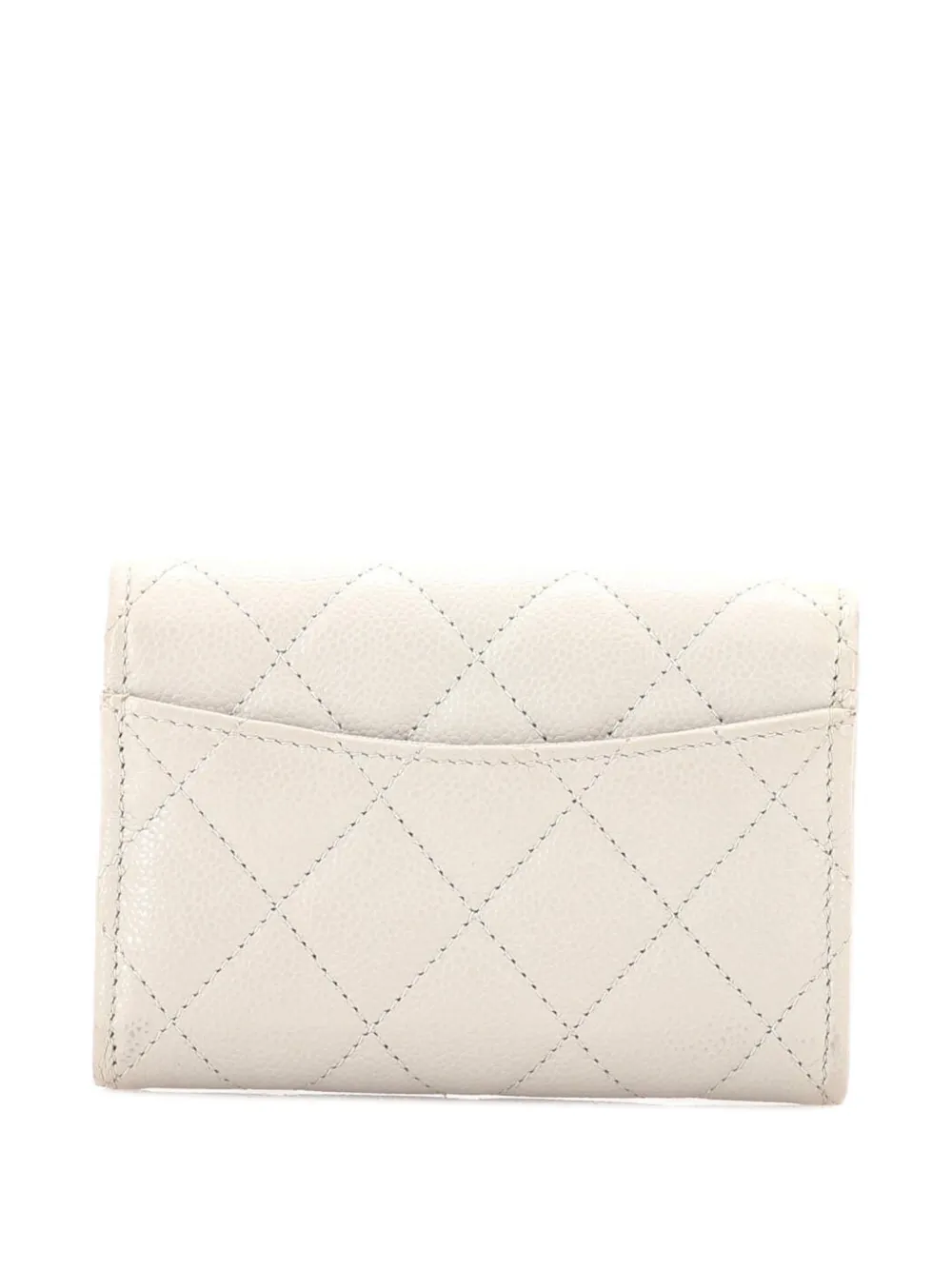 CHANEL Pre-owned Classic Flap Case Quilted Caviar Card Holder In Gray