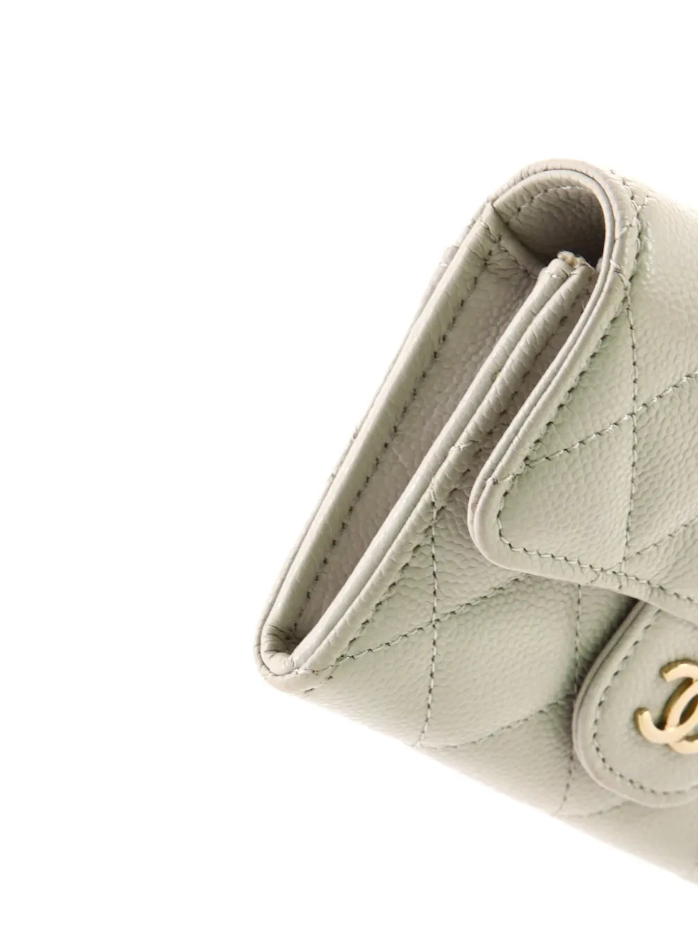 CHANEL Pre-owned Classic Flap Case Quilted Caviar Card Holder In Gray