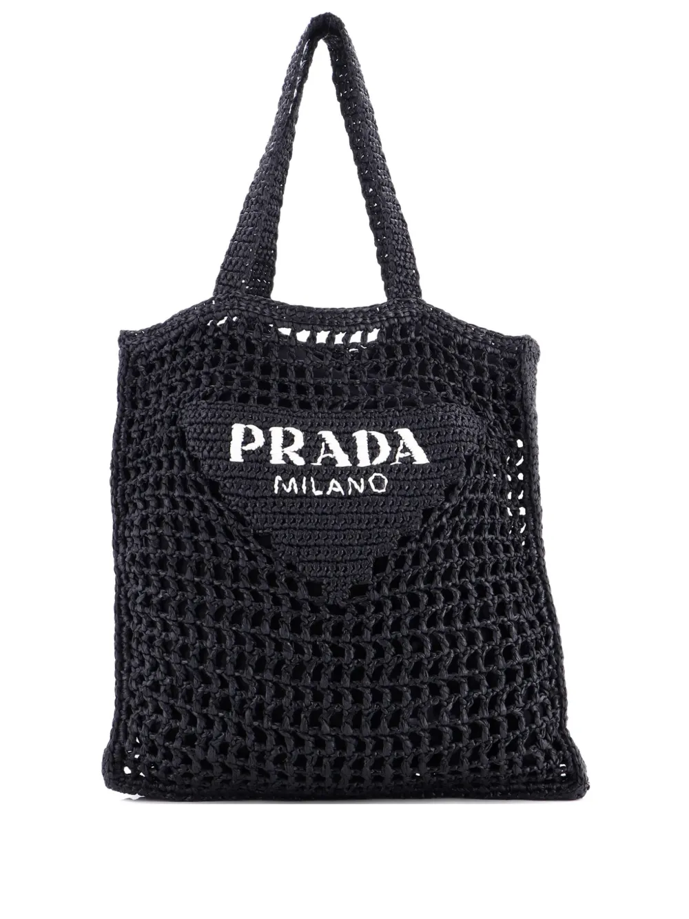 Prada Pre-Owned Triangle Logo Open Raffia tote bag | Black | Image 1