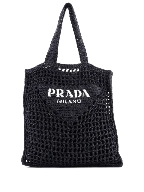 Prada Pre-Owned Triangle Logo Open Raffia tote bag