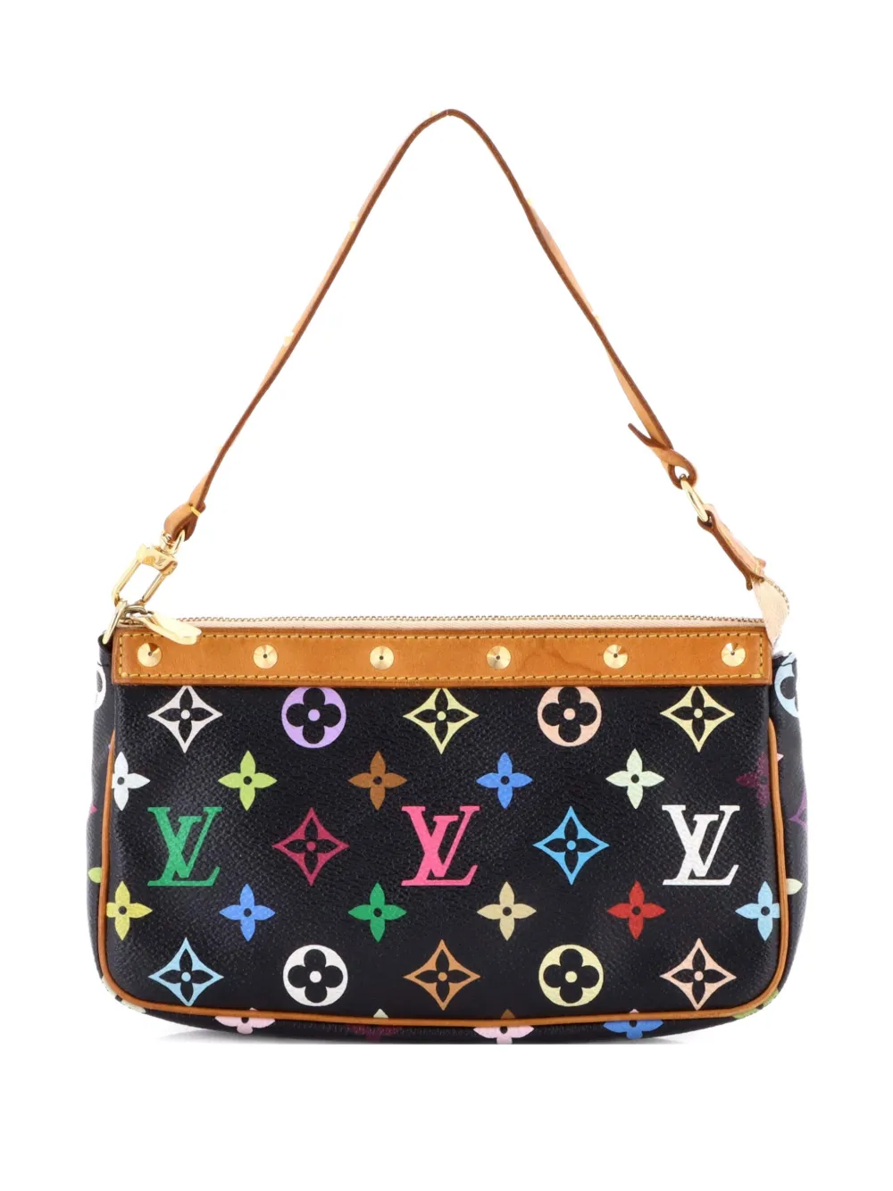 Pre-owned Louis Vuitton Pochette Accessoires Monogram Multicolor Clutch Bag In Black