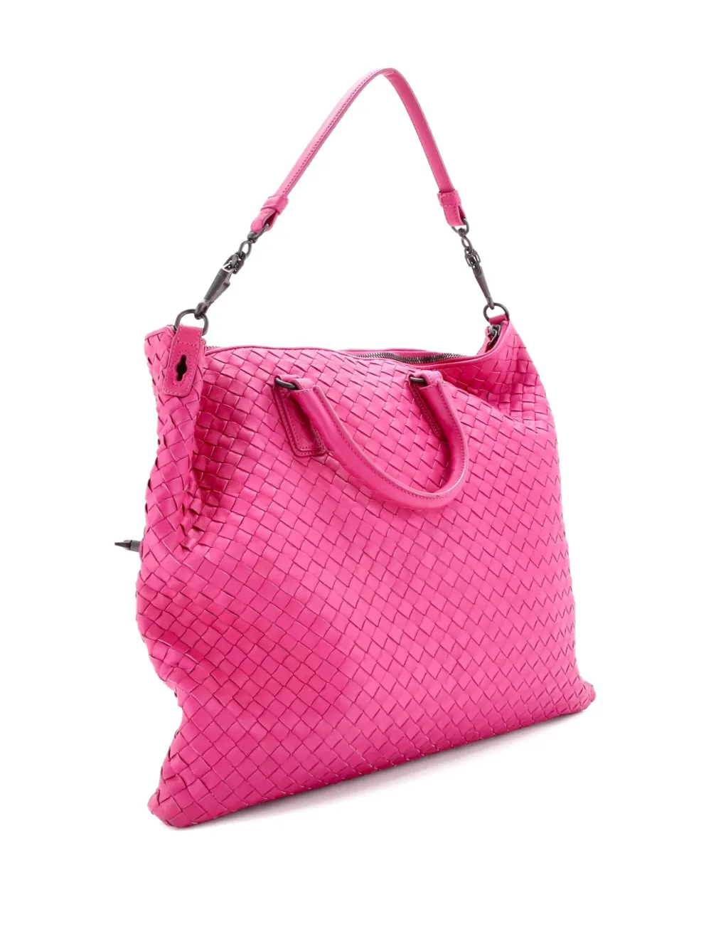 BOTTEGA VENETA Pre-owned Convertible Intrecciato Nappa Medium Satchel In Pink