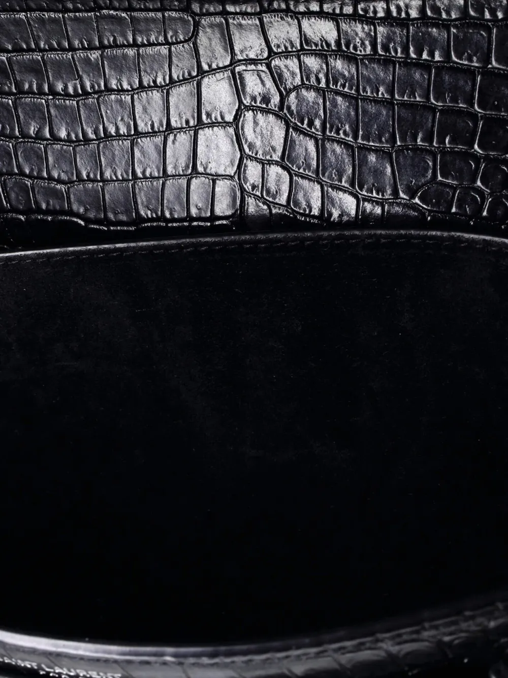 Pre-owned Saint Laurent Sunset Crocodile Embossed Leather Medium Crossbody Bag In Black