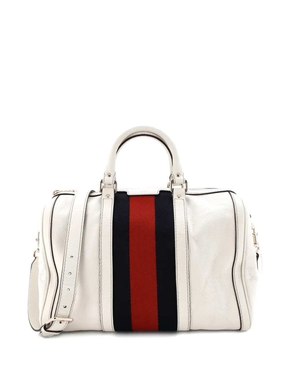 Gucci Pre-Owned Vintage Web Boston Bag Leather Medium satchel - Weiß