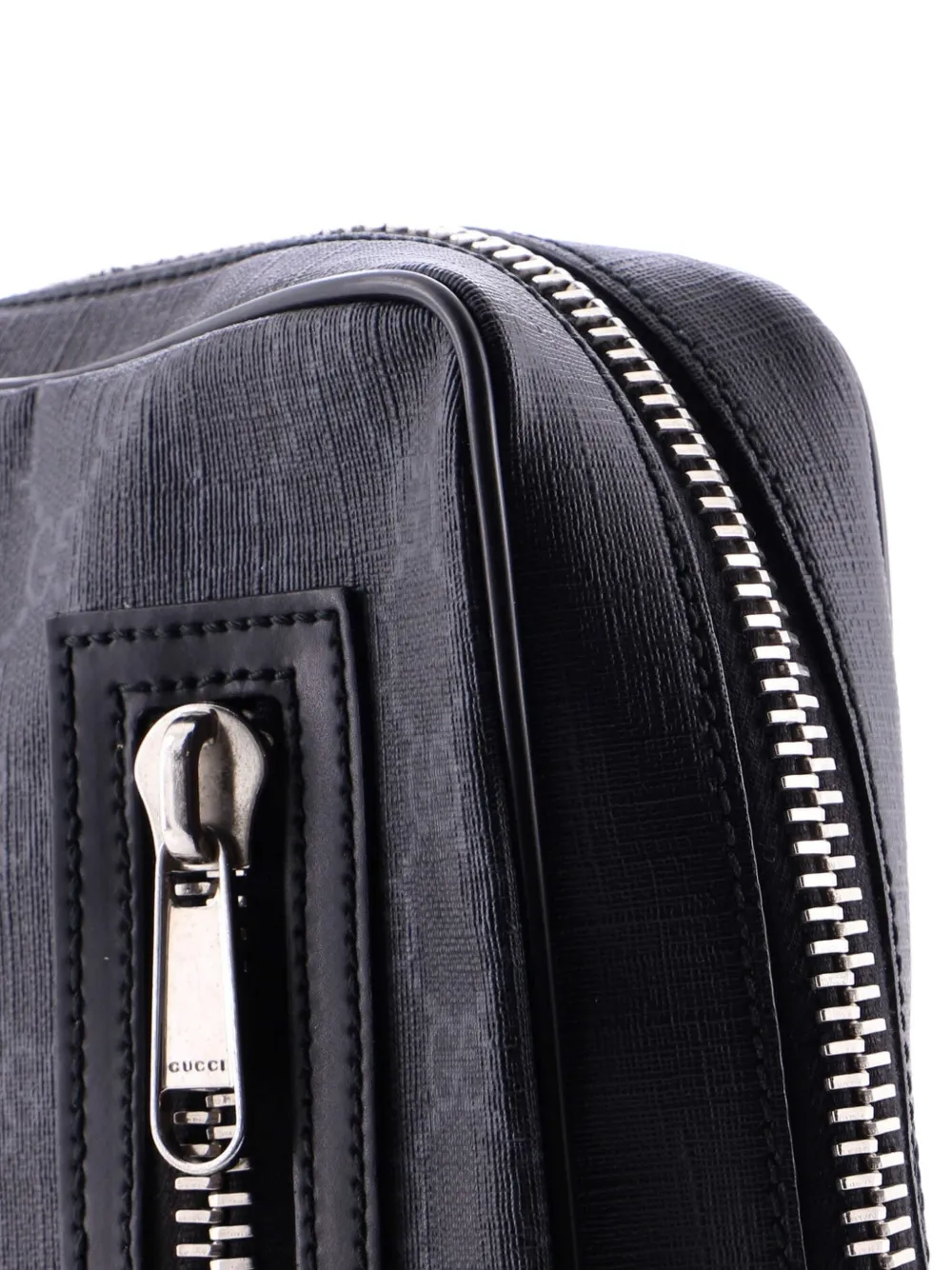 GUCCI Pre-owned Soft Zip Sling Bag Gg Coated Canvas Small Crossbody Bag In Black