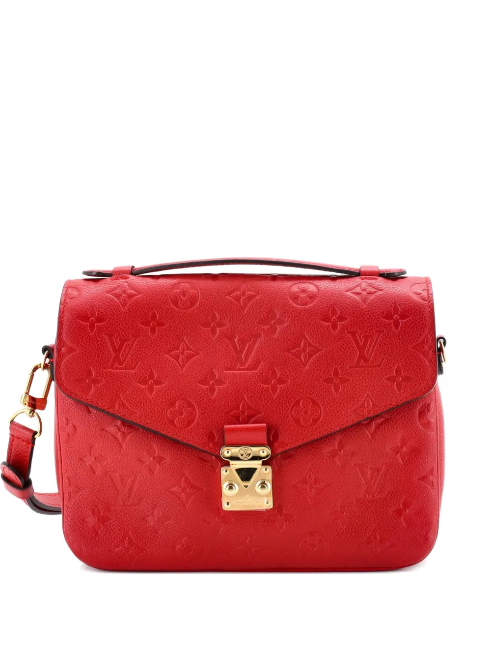 Pre-owned Louis Vuitton Pochette Metis Monogram Empreinte Leather Crossbody Bag In Red