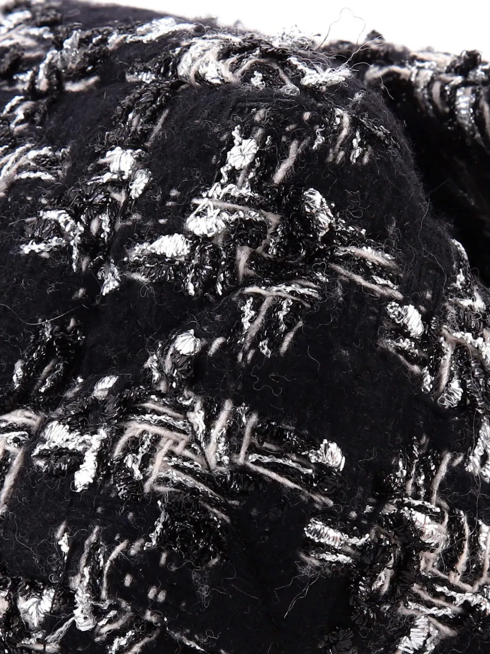 Pre-owned Chanel 19 Flap Bag Quilted Houndstooth Tweed And Ribbon Medium Shoulder Bag In Black