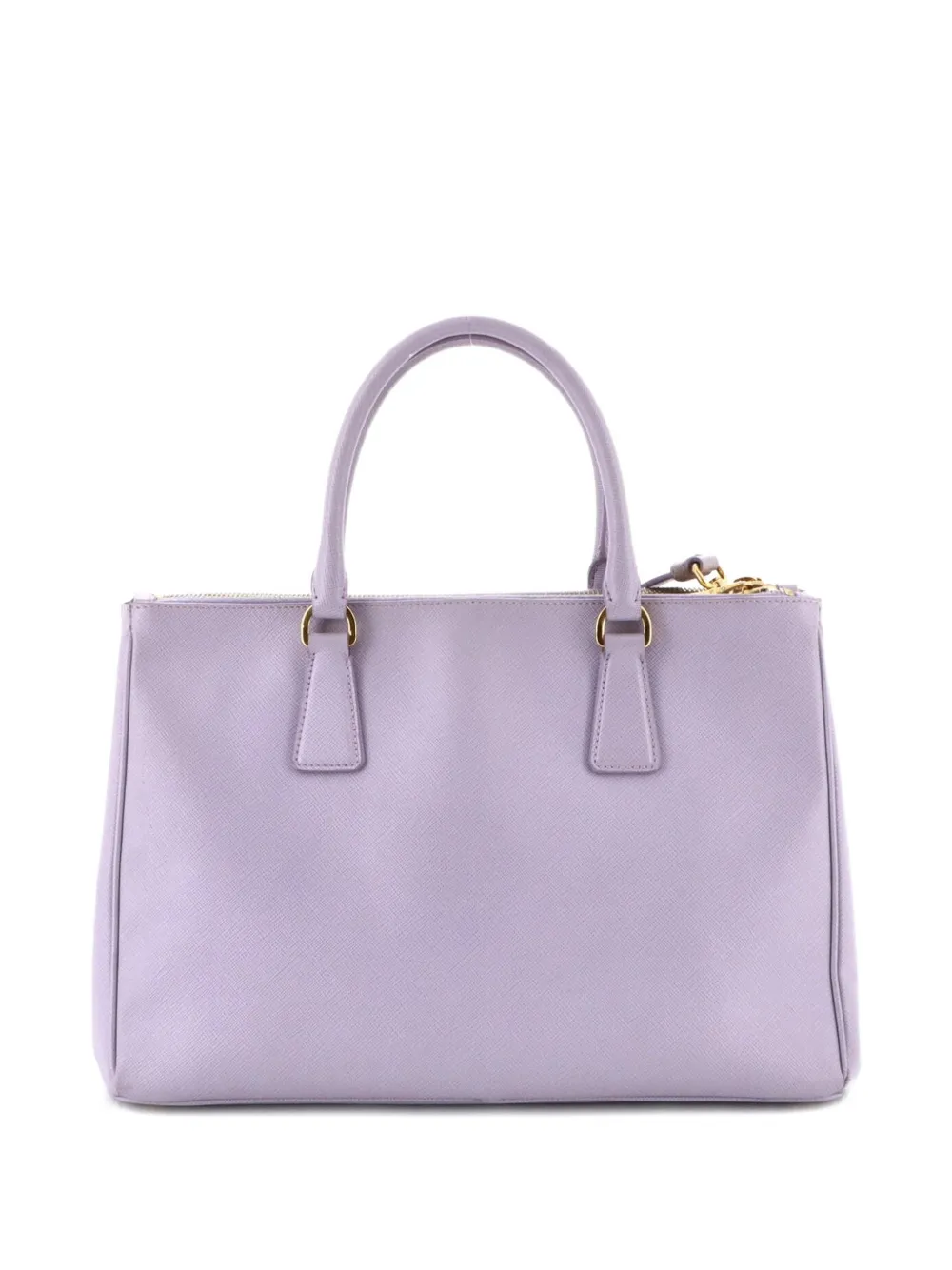 Pre-owned Prada Double Zip Lux Saffiano Leather Medium Tote Bag In Purple