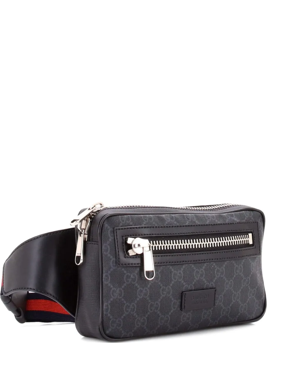 Pre-owned Gucci Soft Zip Gg Coated Canvas Small Belt Bag In Black