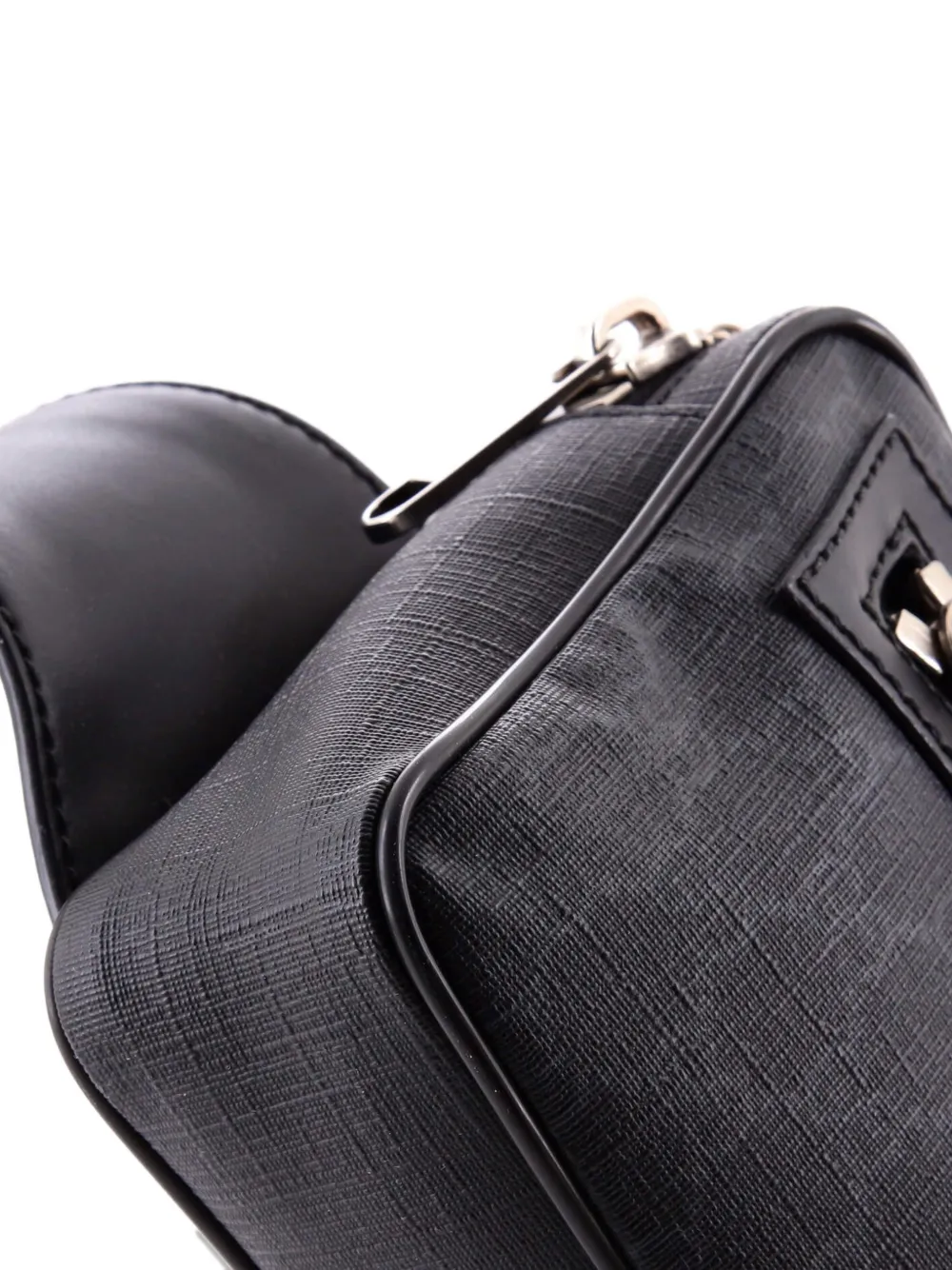 Pre-owned Gucci Soft Zip Gg Coated Canvas Small Belt Bag In Black