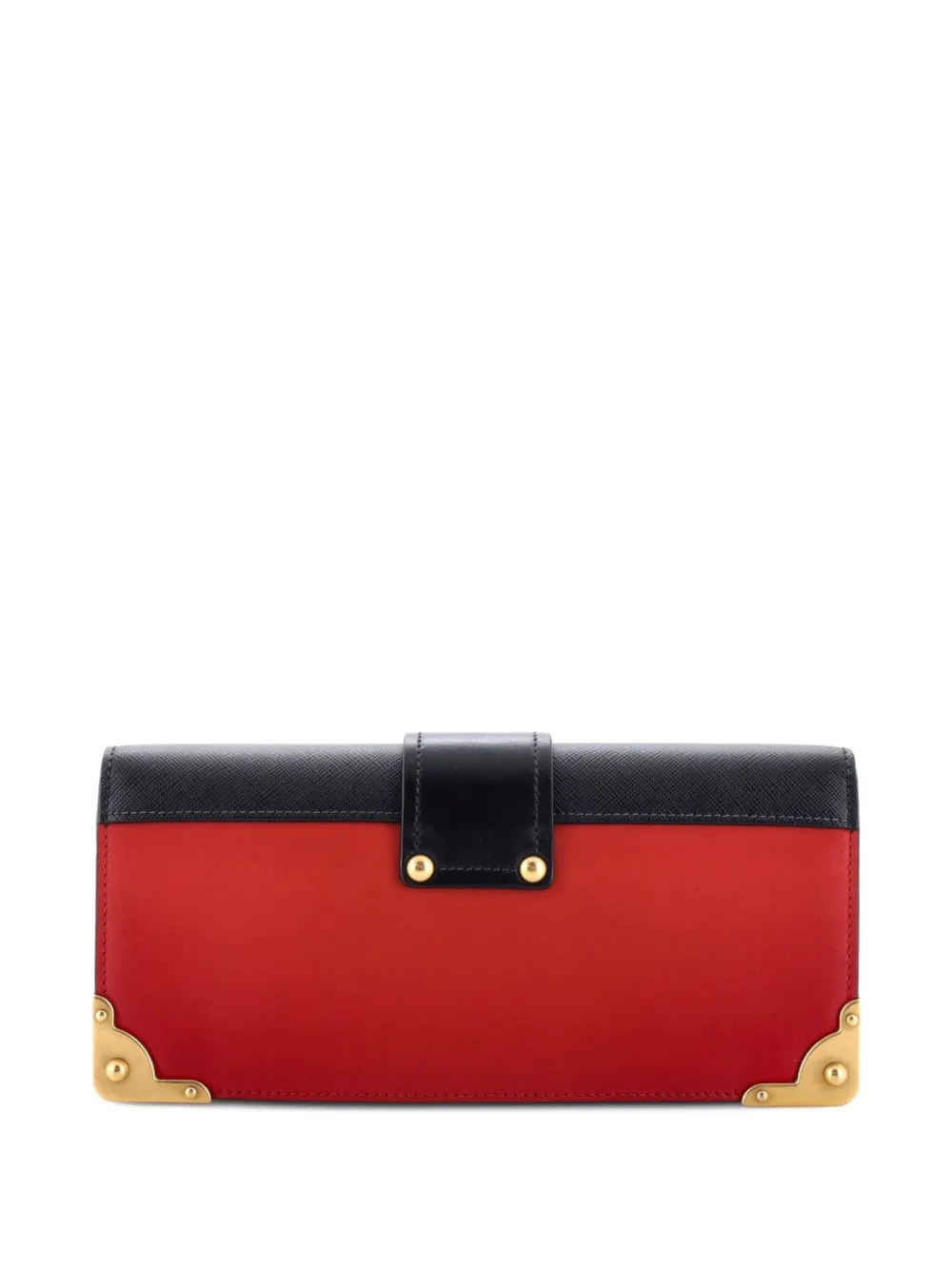 Pre-owned Prada Cahier Chain City Calf And Saffiano Clutch Bag In Red