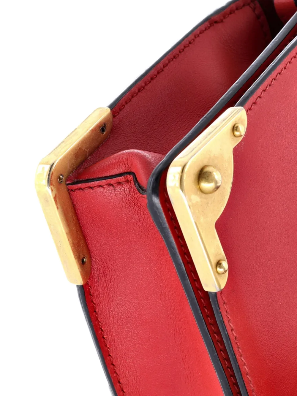 Pre-owned Prada Cahier Chain City Calf And Saffiano Clutch Bag In Red