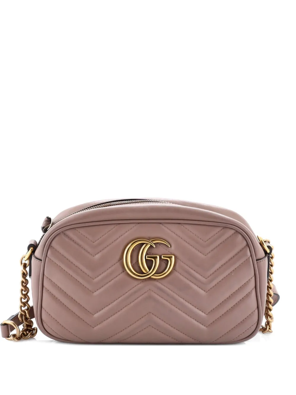 Pre-owned Gucci Gg Marmont Shoulder Bag Matelasse Leather Small Crossbody Bag In Neutral