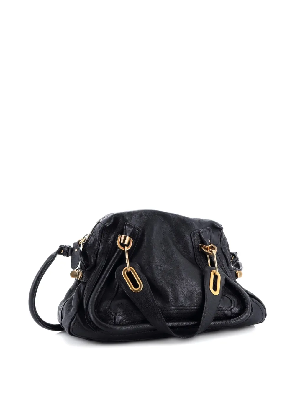 Pre-owned Chloé Paraty Top Handle Bag Leather Medium Satchel In Black