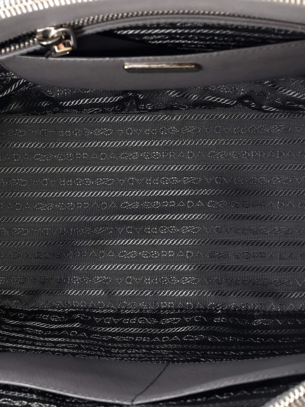 Pre-owned Prada Double Zip Lux Saffiano Leather Medium Tote Bag In Gray