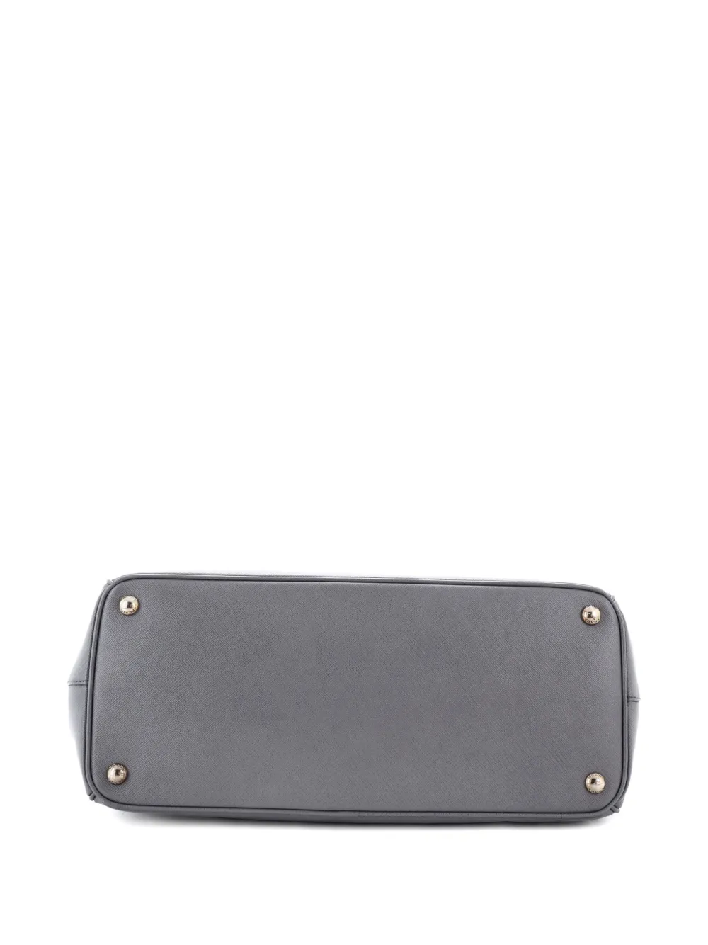 Pre-owned Prada Double Zip Lux Saffiano Leather Medium Tote Bag In Gray