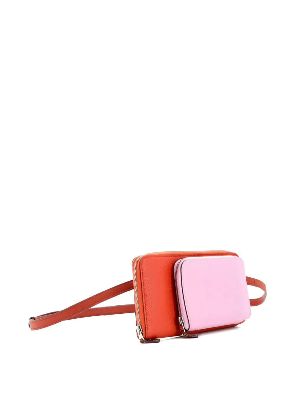 Pre-owned Hermes Nouveau To Go Wallet Epsom With Swift Clutch Bag In Orange