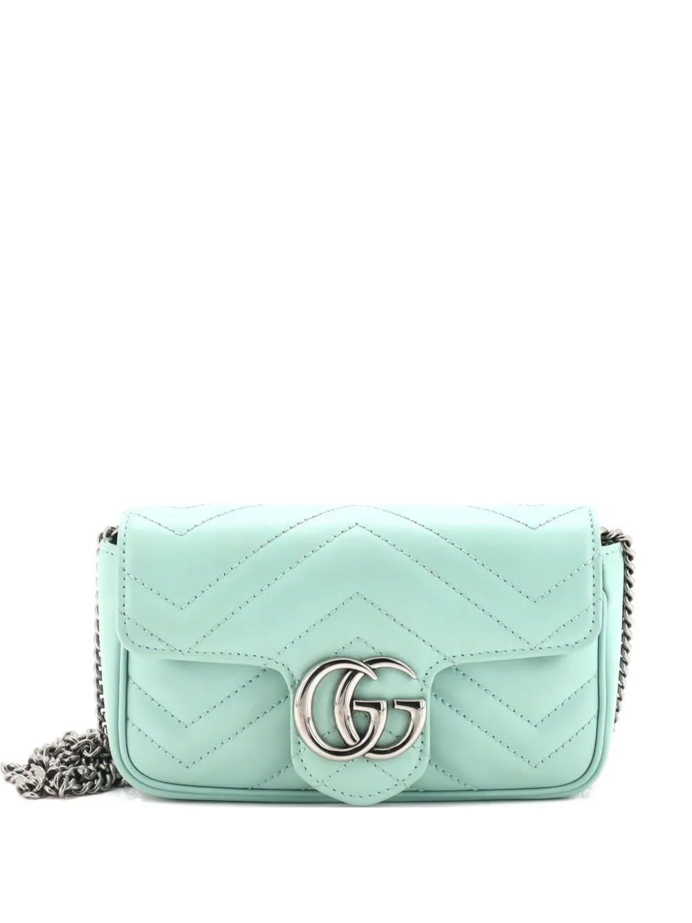 Gucci Pre-Owned GG Marmont Monochrome Flap Bag Matelasse Leather Super Mini crossbody bag - Verde