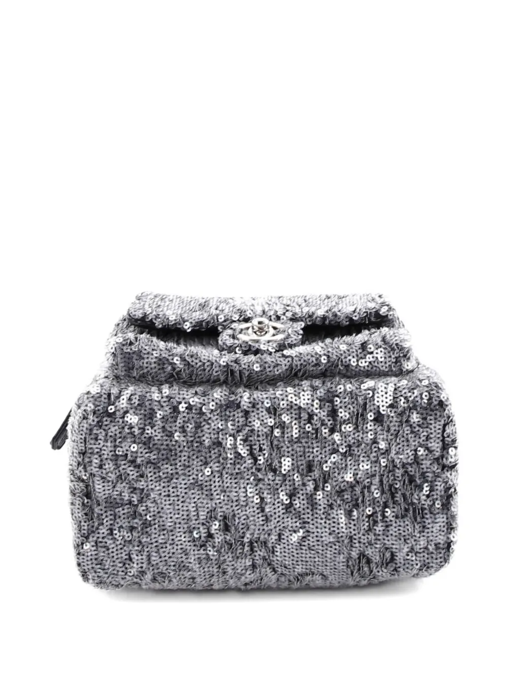Pre-owned Chanel Waterfall Sequins With Leather Mini Backpack In Gray