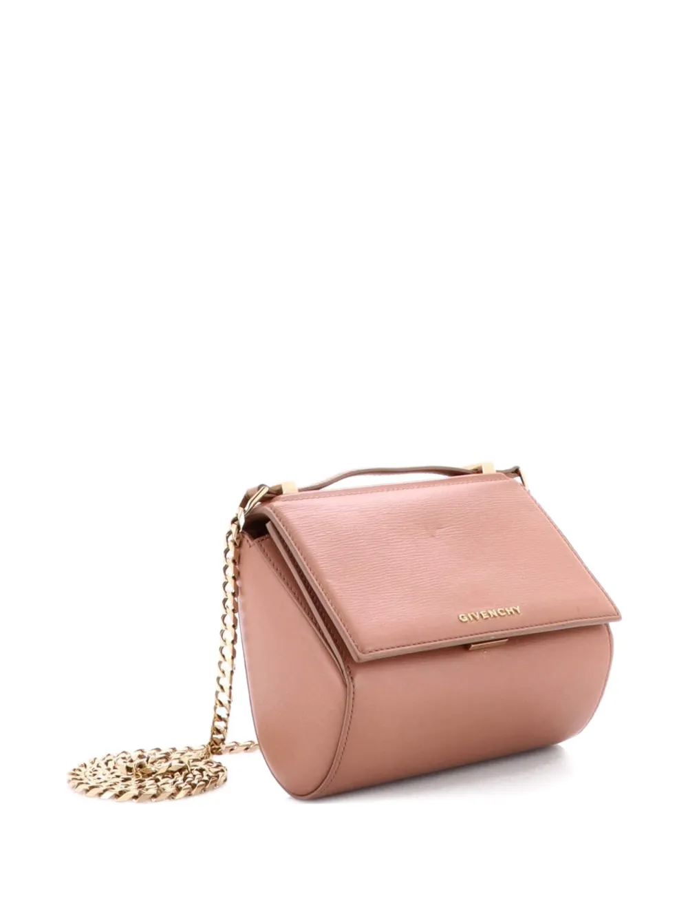 Pre-owned Givenchy Chain Pandora Box Bag Leather Mini Crossbody Bag In Neutral